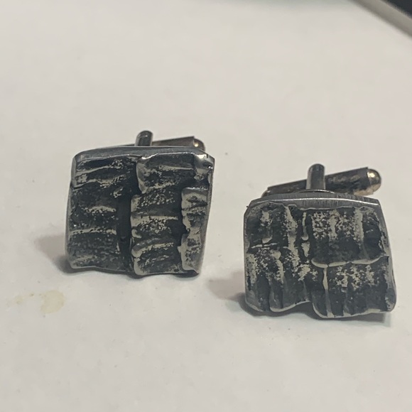 50’s 60’s BRUTALIST MODERNIST ARTIST STUDIO CUFFLINKS TESTED STERLING SILVER - Picture 2 of 11